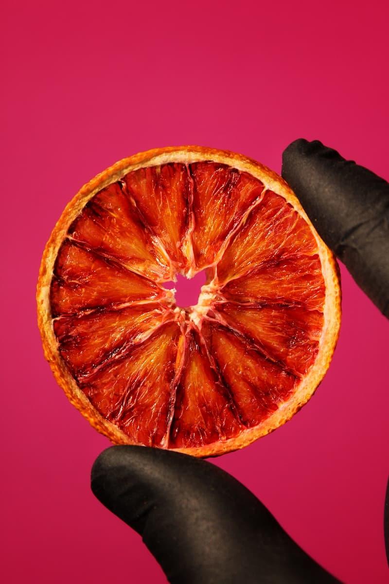 Dried blood orange chips